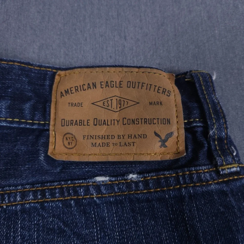 American Eagle Relaxed Straight Jeans Mens 34x32 (Fits 34x31) Dark Wash Denim